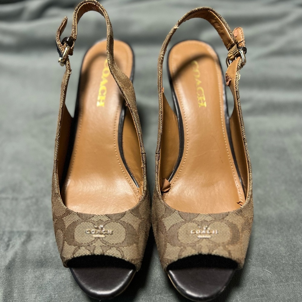 Coach Brown/Tan Wedge Shoes  Size 9.5